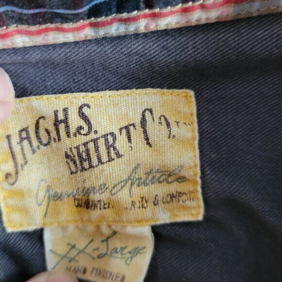 J.A.C.H.S. Men's Shirt Plaid Cowboy Western Button up XXL Red White Blue Y2K - Picture 6 of 8